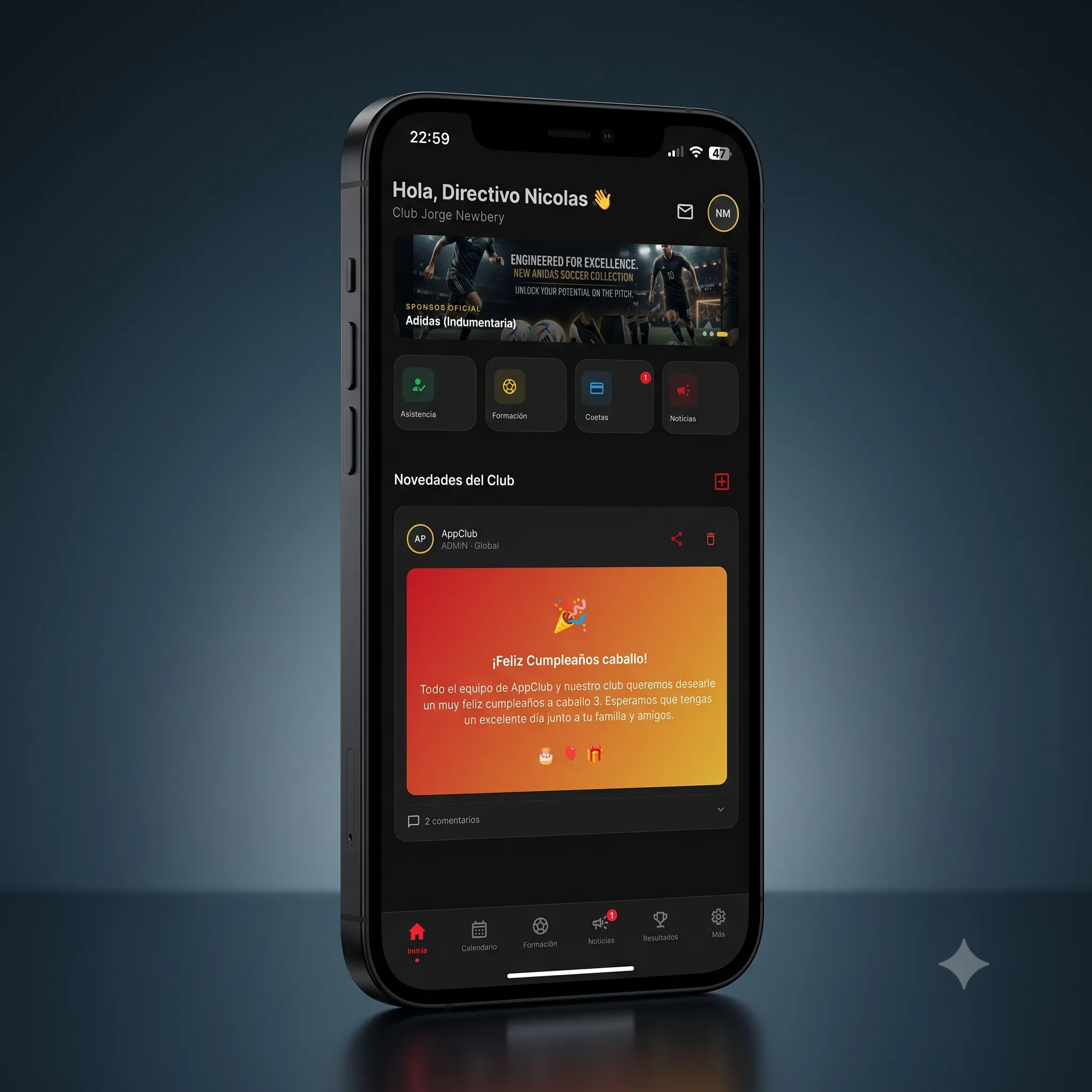 Jorge Newbery Club App — Android & Web App | Nilotech